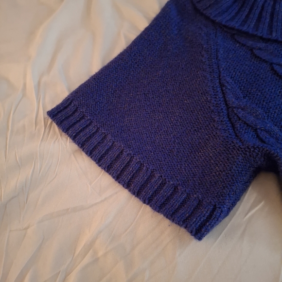 dressbarn Women's Royal Blue Cowl Neck Short Sleeve Sweater - Picture 8 of 8